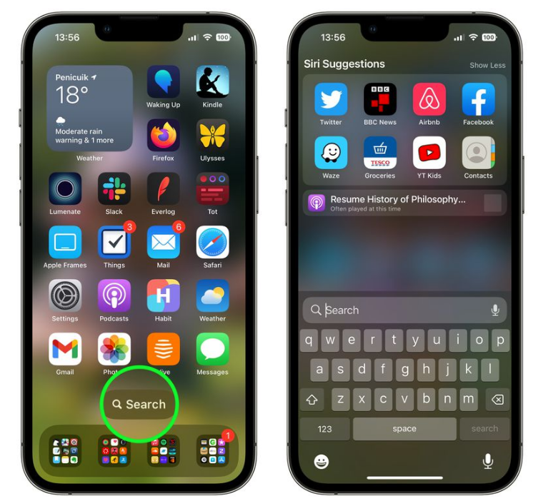 庆阳苹果手机维修分享升级到 iOS 16 后，如何删除主屏幕上的搜索按钮 