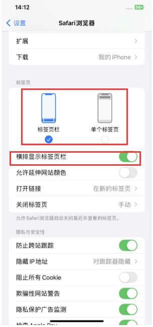庆阳苹果手机维修分享Safari浏览器如何切换标签栏位置 